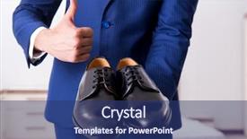  Presentation with converse shoes - Presentation theme enhanced with young handsome businessman choosing shoes background and a ocean colored foreground