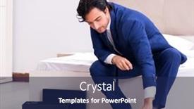  Presentation with shoes - Theme having young-handsome-businessman-choosing-shoes background and a navy blue colored foreground