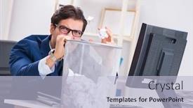  Presentation with employee working in industry - Colorful slide deck enhanced with young-handsome-businessman-employee-working backdrop and a light blue colored foreground