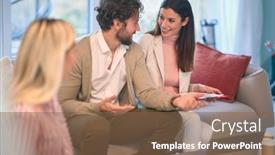  Presentation with people enjoying - Theme enhanced with young-handsome-businessman-enjoying-meeting background and a tawny brown colored foreground
