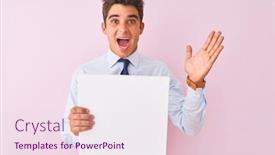  Presentation with winner - PPT theme consisting of very happy and excited winner background and a pink colored foreground