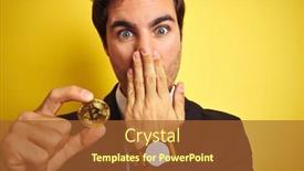  Presentation with bitcoin - PPT theme enhanced with young-handsome-businessman-holding-bitcoin background and a red colored foreground