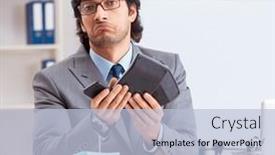  Presentation with budget - Slides having young-handsome-businessman-in-budget background and a light blue colored foreground