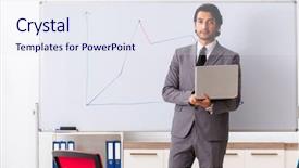  Presentation with whiteboard - Beautiful presentation theme featuring young handsome businessman in front backdrop and a  colored foreground
