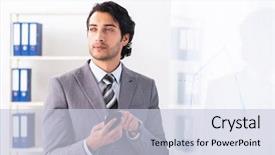  Presentation with whiteboard kids cute cartoon - Presentation consisting of young handsome businessman in front background and a  colored foreground