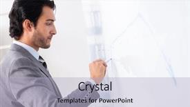  Presentation with whiteboard - Colorful presentation enhanced with young handsome businessman in front backdrop and a  colored foreground