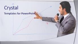  Presentation with whiteboard - Presentation design enhanced with young handsome businessman in front background and a  colored foreground