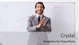 Presentation with whiteboard - Cool new slide set with young handsome businessman in front backdrop and a  colored foreground