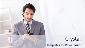  Presentation with whiteboard kids - PPT theme enhanced with young handsome businessman in front background and a  colored foreground