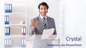  Presentation with whiteboard kids - Presentation design consisting of young handsome businessman in front background and a sky blue colored foreground