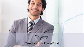  Presentation with whiteboard - Presentation design consisting of young-handsome-businessman-in-front background and a light blue colored foreground