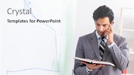  Presentation with whiteboard - PPT theme having young-handsome-businessman-in-front background and a sky blue colored foreground