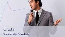  Presentation with whiteboard - Presentation design enhanced with young-handsome-businessman-in-front background and a  colored foreground