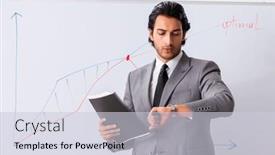  Presentation with whiteboard - Presentation consisting of young-handsome-businessman-in-front background and a  colored foreground