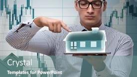  Presentation with mortgage - Presentation theme with young-handsome-businessman-in-mortgage background and a  colored foreground