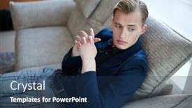  Presentation with handsome - PPT theme with young-handsome-businessman-is-resting background and a ocean colored foreground