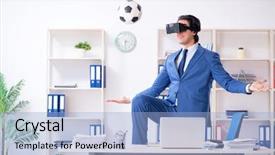  Presentation with young children playing multicultural - Amazing presentation design having young handsome businessman playing soccer backdrop and a light blue colored foreground