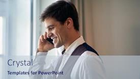  Presentation with work - Presentation theme with young-handsome-businessman-preparing background and a lemonade colored foreground