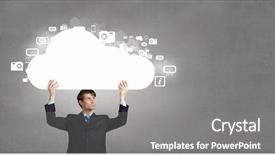  Presentation with cloud computing - Amazing slide deck having young handsome businessman representing cloud computing concept backdrop and a gray colored foreground