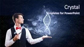  Presentation with pipe - Colorful slide deck enhanced with young handsome businessman smoking pipe backdrop and a navy blue colored foreground