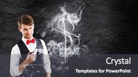  Presentation with pipe - Slide set consisting of young handsome businessman smoking pipe background and a  colored foreground