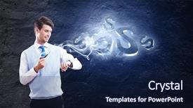  Presentation with pipe - Presentation theme with young handsome businessman smoking pipe background and a  colored foreground