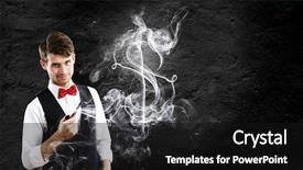  Presentation with pipe - Cool new slides with young handsome businessman smoking pipe backdrop and a black colored foreground