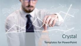  Presentation with wooden building blocks - Colorful slides enhanced with young handsome businessman using wooden backdrop and a  colored foreground