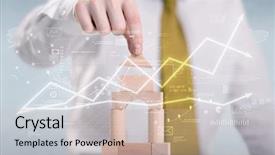  Presentation with wooden building blocks - Audience pleasing presentation theme consisting of young handsome businessman using wooden backdrop and a  colored foreground