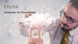  Presentation with wooden building blocks - Amazing slides having young-handsome-businessman-using-wooden backdrop and a light gray colored foreground