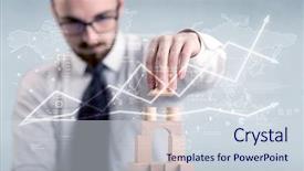  Presentation with wooden building blocks - Audience pleasing slide deck consisting of young handsome businessman using wooden backdrop and a  colored foreground