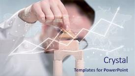  Presentation with wooden building blocks - PPT theme with young handsome businessman using wooden background and a  colored foreground