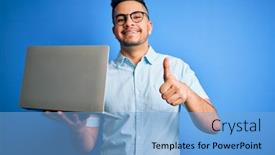  Presentation with glasses - Colorful PPT layouts enhanced with young-handsome-businessman-wearing-glasses backdrop and a light blue colored foreground