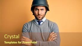  Presentation with military - Slide deck having young-handsome-businessman-wearing-military background and a tawny brown colored foreground