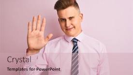  Presentation with saying - Theme enhanced with businessman wearing shirt and tie background and a soft green colored foreground