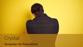  Presentation with self love - PPT layouts with young handsome businessman wearing suit and tie standing over isolated yellow background hugging oneself happy and positive from backwards self love and self care background and a gold colored foreground