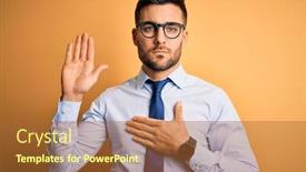  Presentation with modern eye glasses on yellow - Slide deck consisting of young-handsome-businessman-wearing-tie background and a red colored foreground