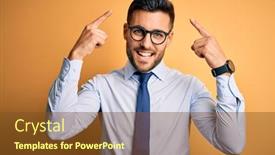  Presentation with great idea - Presentation theme enhanced with young-handsome-businessman-wearing-tie background and a tawny brown colored foreground