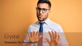  Presentation with forbidden - Beautiful PPT theme featuring young-handsome-businessman-wearing-tie backdrop and a red colored foreground