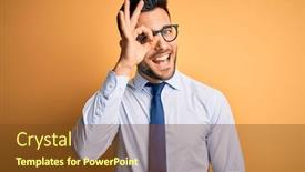  Presentation with modern eye glasses on yellow - Colorful slides enhanced with young-handsome-businessman-wearing-tie backdrop and a tawny brown colored foreground