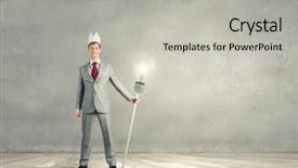  Presentation with crown - Slide set consisting of young handsome businessman wearing white paper crown background and a light gray colored foreground