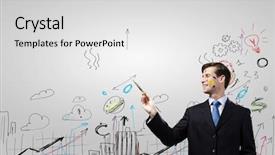  Presentation with brush - Cool new slides with young-handsome-businessman-with-brush backdrop and a light gray colored foreground