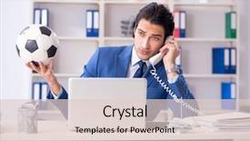  Presentation with soccer - Presentation design enhanced with young handsome businessman with soccer background and a lemonade colored foreground