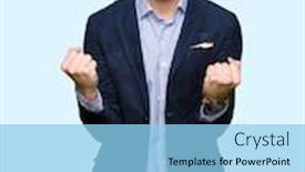 Presentation with bussines - Colorful theme enhanced with young-handsome-bussines-man-celebrating backdrop and a light blue colored foreground