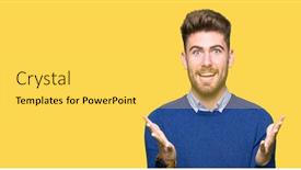  Presentation with bussines - Audience pleasing PPT theme consisting of young-handsome-bussines-man-celebrating backdrop and a yellow colored foreground