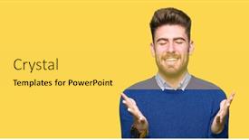  Presentation with bussines - Audience pleasing presentation design consisting of young handsome bussines man celebrating mad and crazy for success with arms raised and closed eyes screaming excited winner concept backdrop and a yellow colored foreground