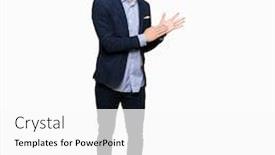  Presentation with bussines - PPT theme consisting of young handsome bussines man clapping and applauding happy and joyful smiling proud hands together background and a white colored foreground