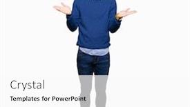  Presentation with bussines - Presentation design with young handsome bussines man clueless and confused expression with arms and hands raised doubt concept background and a white colored foreground