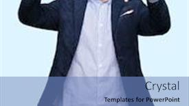  Presentation with bussines - Cool new theme with young handsome bussines man pointing backdrop and a teal colored foreground