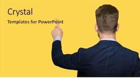  Presentation with bussines - Cool new slides with young handsome bussines man posing backdrop and a  colored foreground